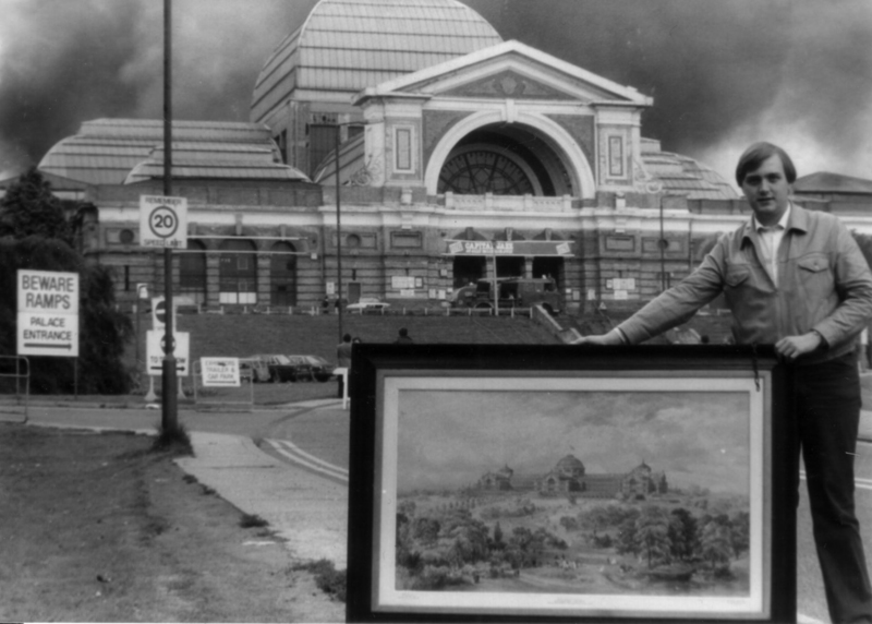 Alexandra Palace on fire in 1982